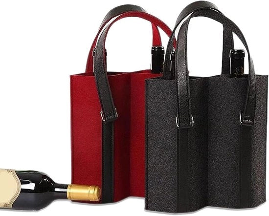 Set di 2 sacchetti in vinile riciclabili per vino - Rood e nero - Sacchetti di regalo per uomo - Tasca per Prosecco e champagne