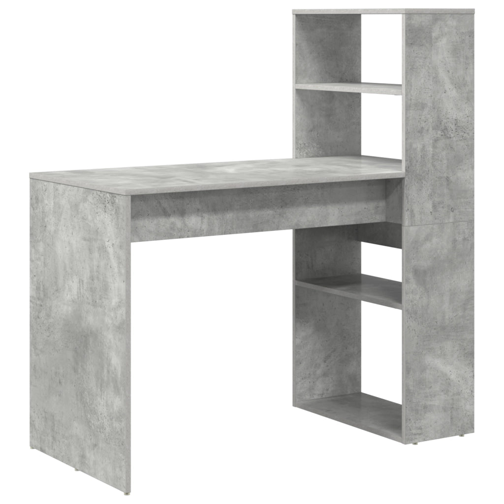Scrivania con stoccaggio grigio cemento 113x54x120 cm legno ingegnerizzato