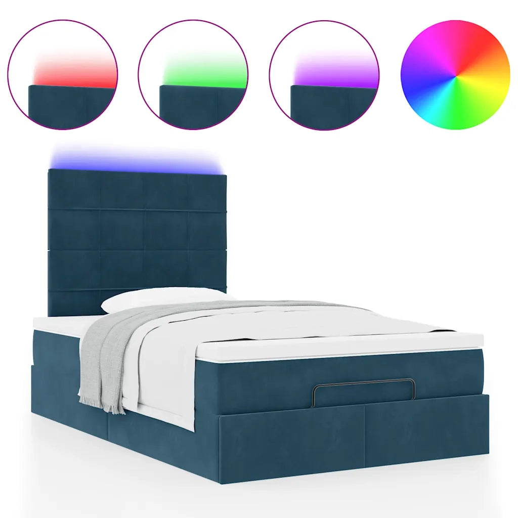 Struttura Letto Pouf con Materassi Blu Scuro 120x200 cm Velluto