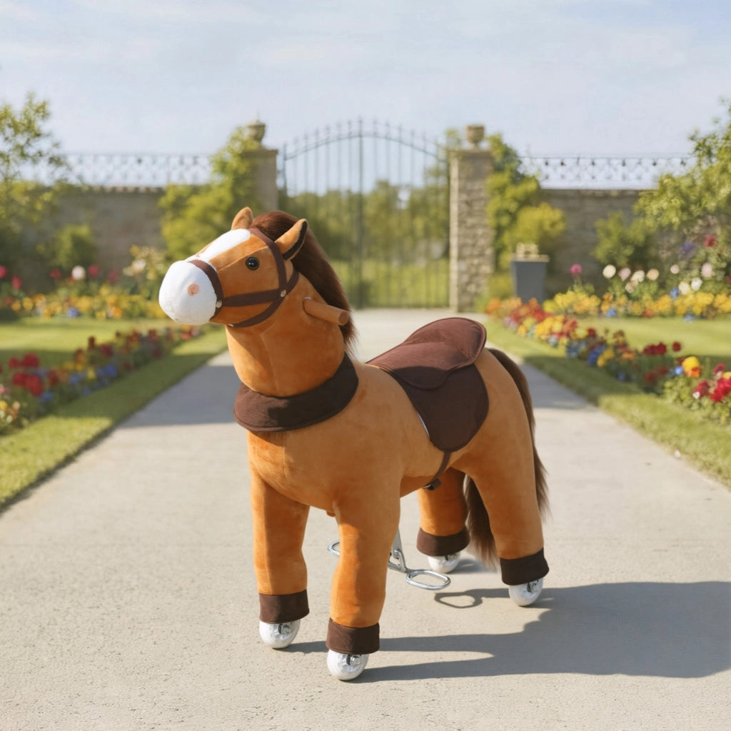 Cavallo a dondolo per bambini ¨C zephmum ¨C Tessuto marrone scuro