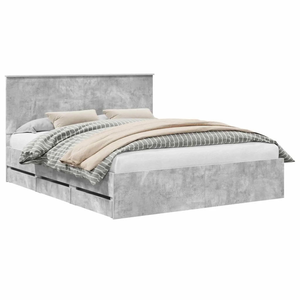 Letto matrimoniale | Letto per adulti | Struttura del letto con cassetto Grigio cemento 160 x 200 cm