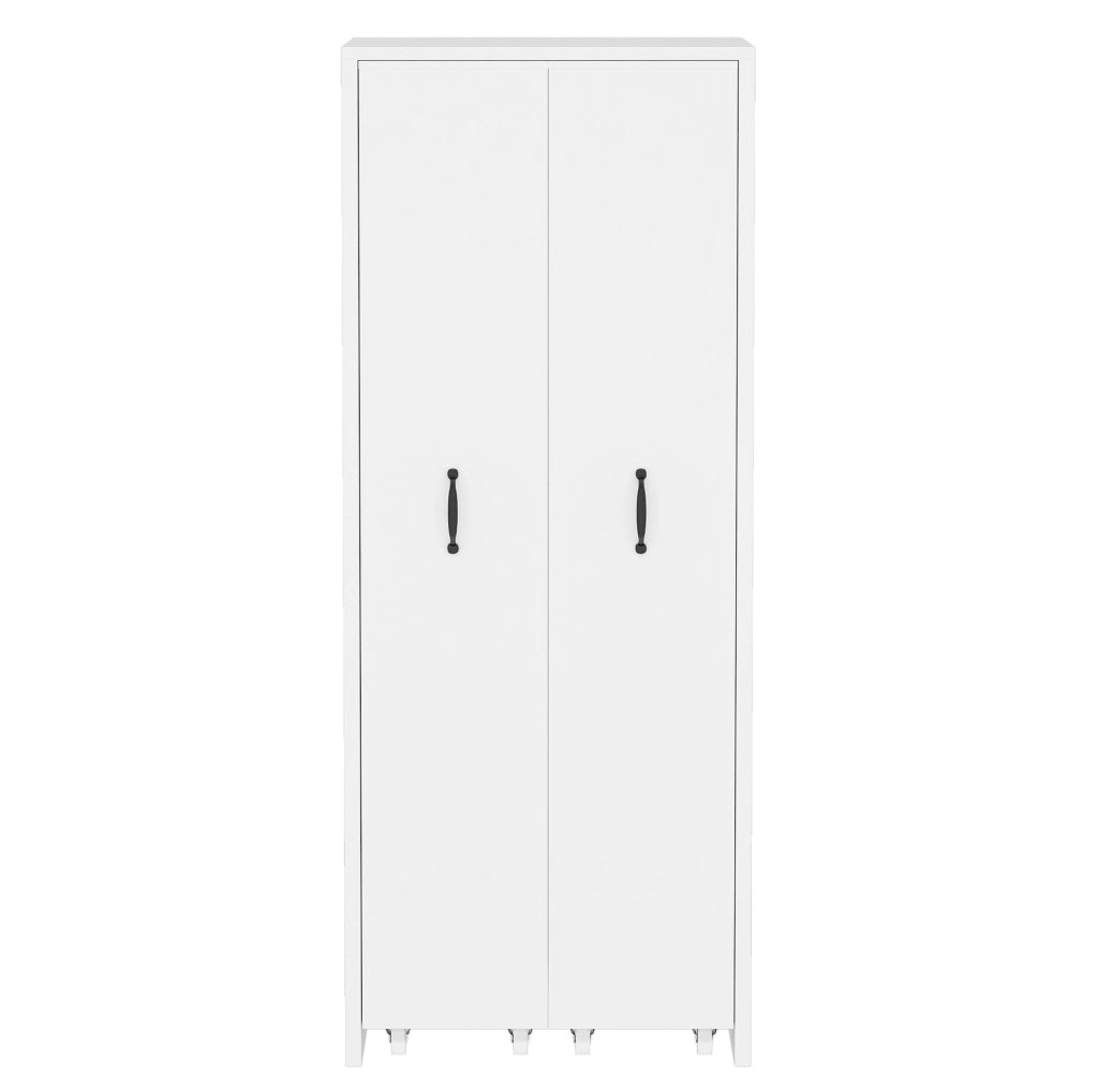 Libreria estensibile ULEVR 51,5x41x158 cm con ruote, 4 ripiani per modulo e barre metalliche, bianca