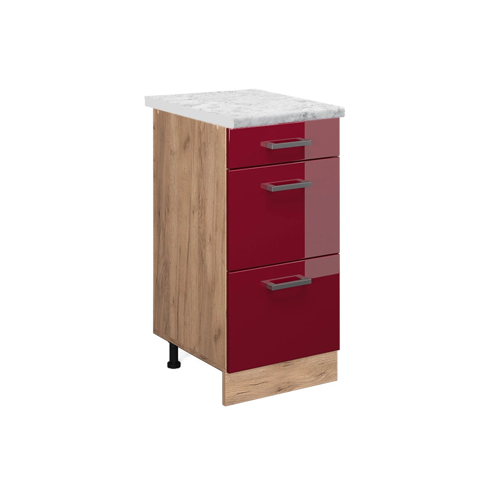 Vicco Mobiletto base per cucina Rosso lucido 40 cm PL Marmo