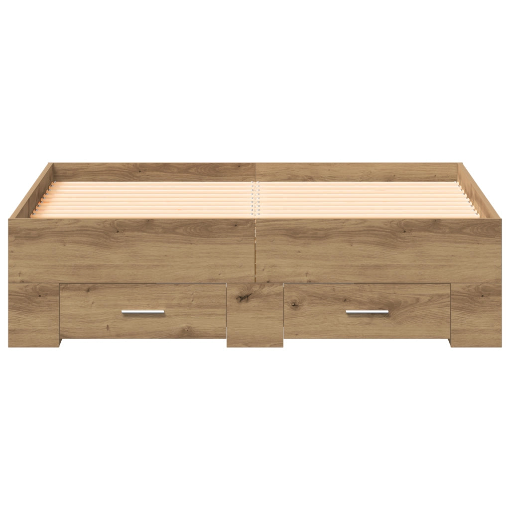 Rete Letto con Cassetti Rovere Artigianale 120x200 cm Legno Ingegnerizzato