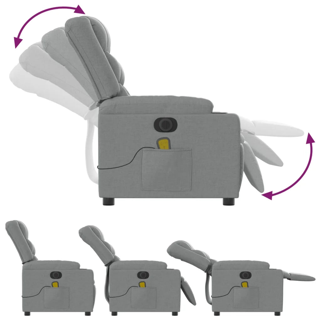 Poltrona Reclinabile Massaggio Elettrica Grigio Chiaro Tessuto 3206570