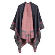Sciarpa calda da donna a righe, piccola e quadrata, in cashmere e acrilico.