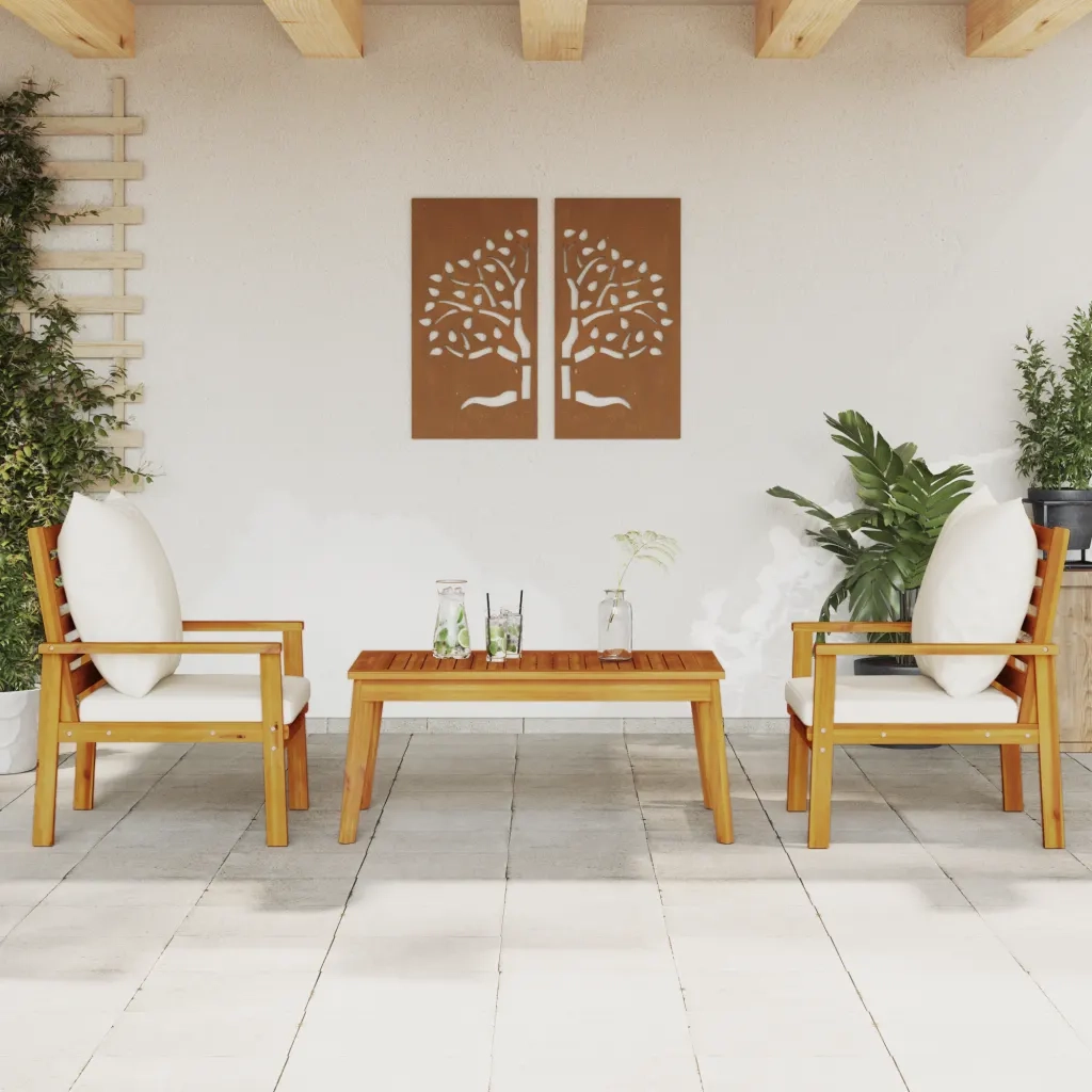Set Mobili da Giardino 3pz | Set Salotto da Giardino con Cuscini Legno Massello di Acacia