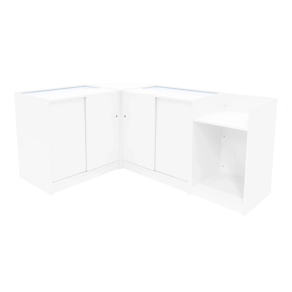 Set Banconi Negozio Bianco Luna LED B900 CM60 TB60 con Serrature e Vetrina