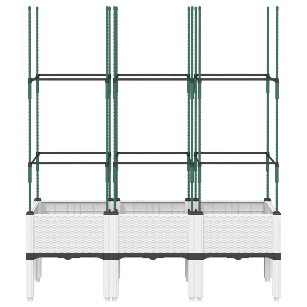 Fioriera da Giardino con Graticcio-Vaso da Esterno-Fioriera con Griglia Bianco 120x40x142,5 cm PP