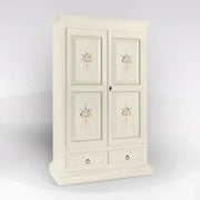 Armadio Verona in legno bianco opaco decorato filo verde