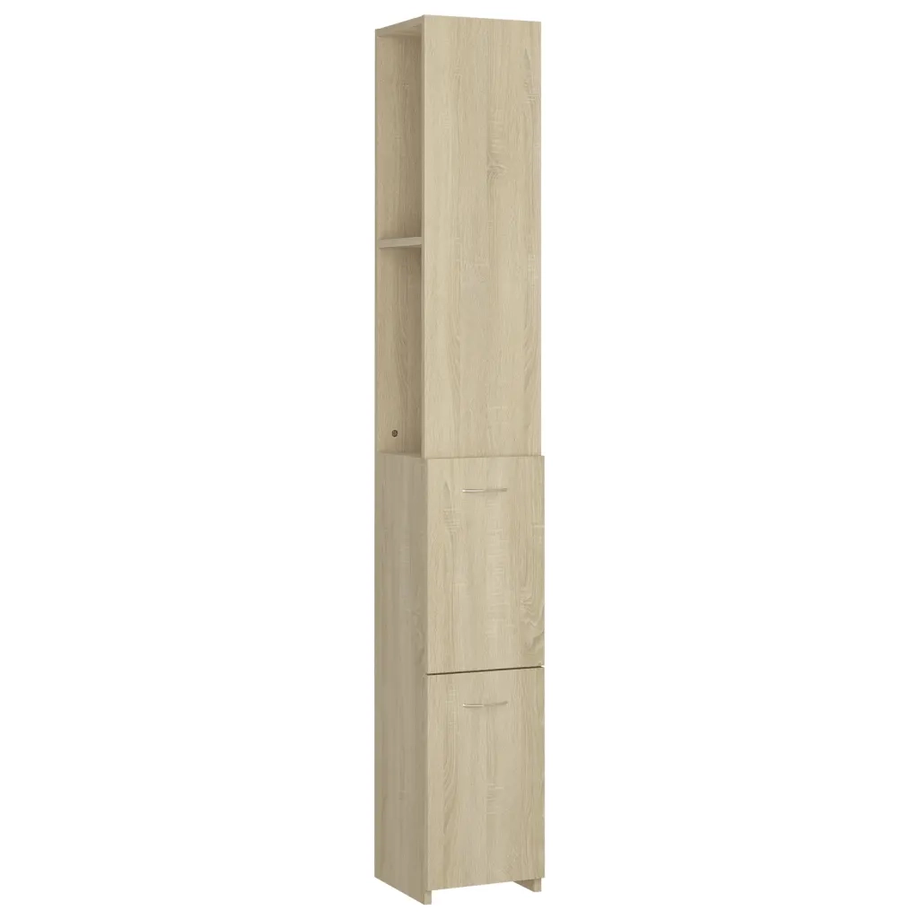 Mobiletto contenitore da bagno semplice 25 x 26,5 x 170 cm in legno composito rovere Sonoma 02_0047912