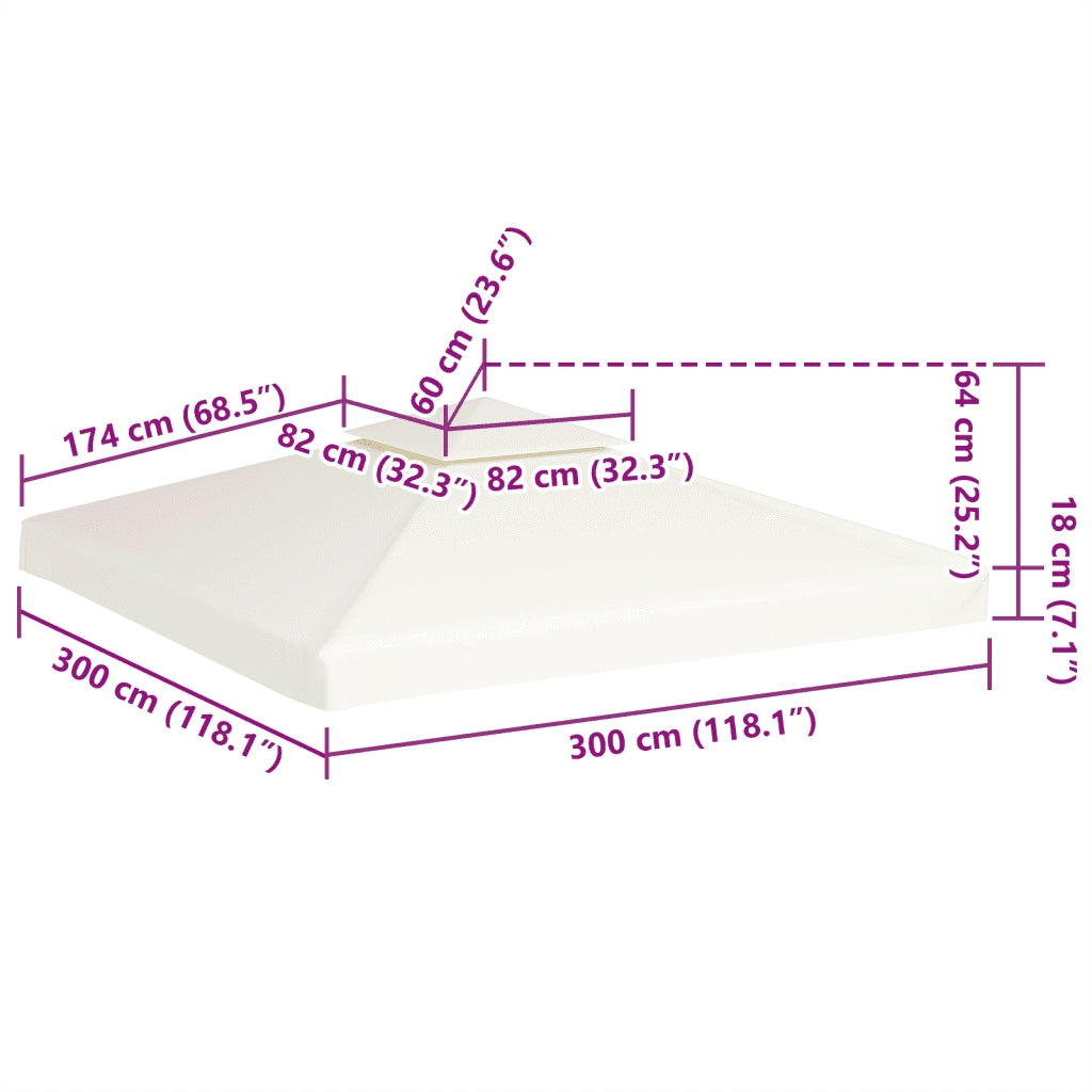 Telo di Ricambio per Gazebo 310g/mÂ² Bianco Crema 3x3m