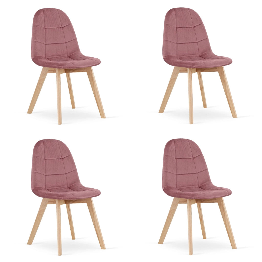Sedia Valora NUUC in velluto rosa scuro, design ergonomico x4