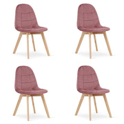 Sedia Valora NUUC in velluto rosa scuro, design ergonomico x4