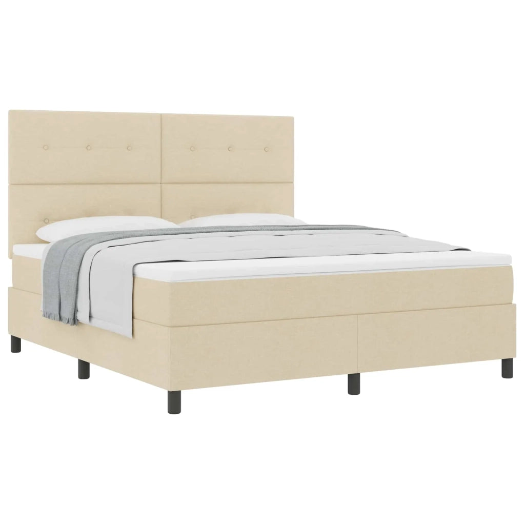 Letto a molle con materasso Crema 180 x 200 cm Tessuto 3339411