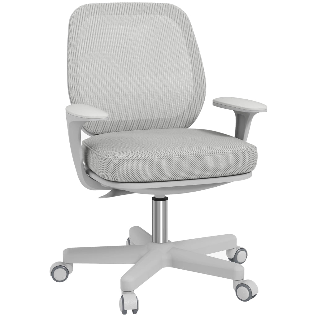 Sedia da ufficio con schienale in mesh, seduta regolabile, braccioli e rotelle ¨C Zephmum ¨C Grigio