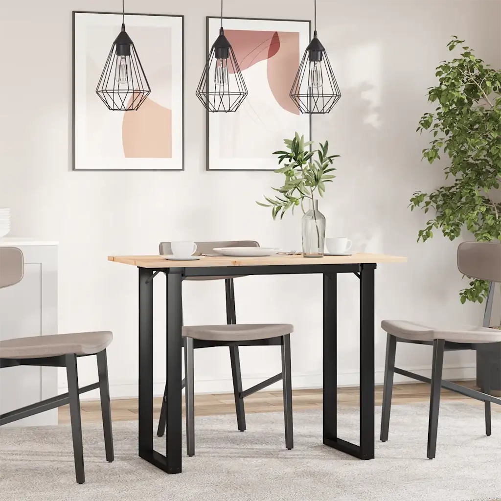 vidaXL Tavolo da Pranzo Telaio a O 100x50x75 cm Legno Pino e Acciaio