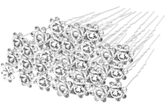 Spilloni per capelli in cristallo 30 pezzi - cristalli a forma di rosa/strass - accessori per capelli per donne - per sposine - adatti per matrimoni/galà