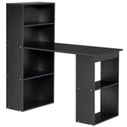 Scrivania PC in Legno con 6 Ripiani Portaoggetti Laterali, 120x55x120 cm, Nero