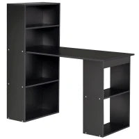 Scrivania PC in Legno con 6 Ripiani Portaoggetti Laterali, 120x55x120 cm, Nero