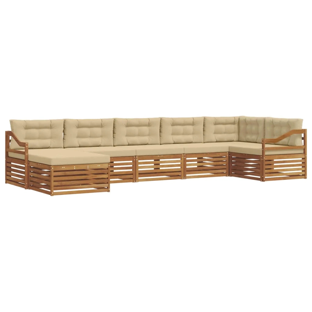 Set di divani da esterno con cuscino 7 pcs Naturale e Beige