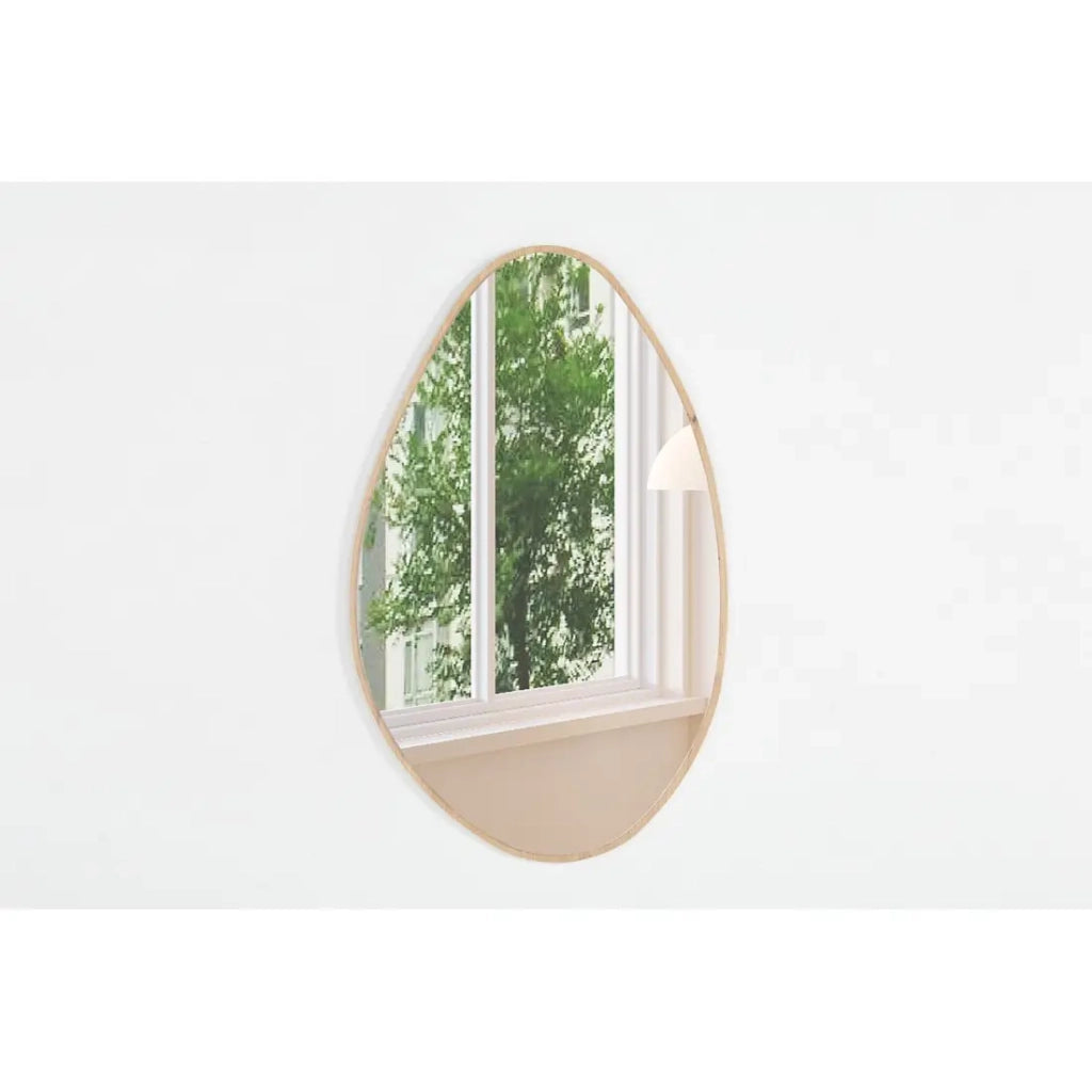 Specchio asimmetrico NARA – 50x80 cm – Finitura rovere invecchiato – MDF decorativo in legno – Stile organico e alla moda