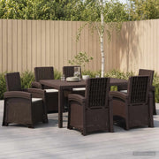 Set da Pranzo per Giardino 7 pz Marrone e Grigio Chiaro PP 3430142