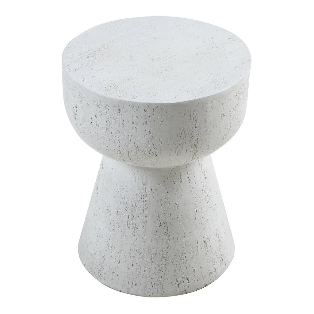 Tavolino Rotondo Oulvepijanse in Calcestruzzo Leggero Design Torre 51xØ40 cm Bianco [en.casa]