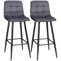 set da 2 sgabelli da bar con poggiapiedi in stile retrò 42 cm x 47 cm x 105 cm Grigio