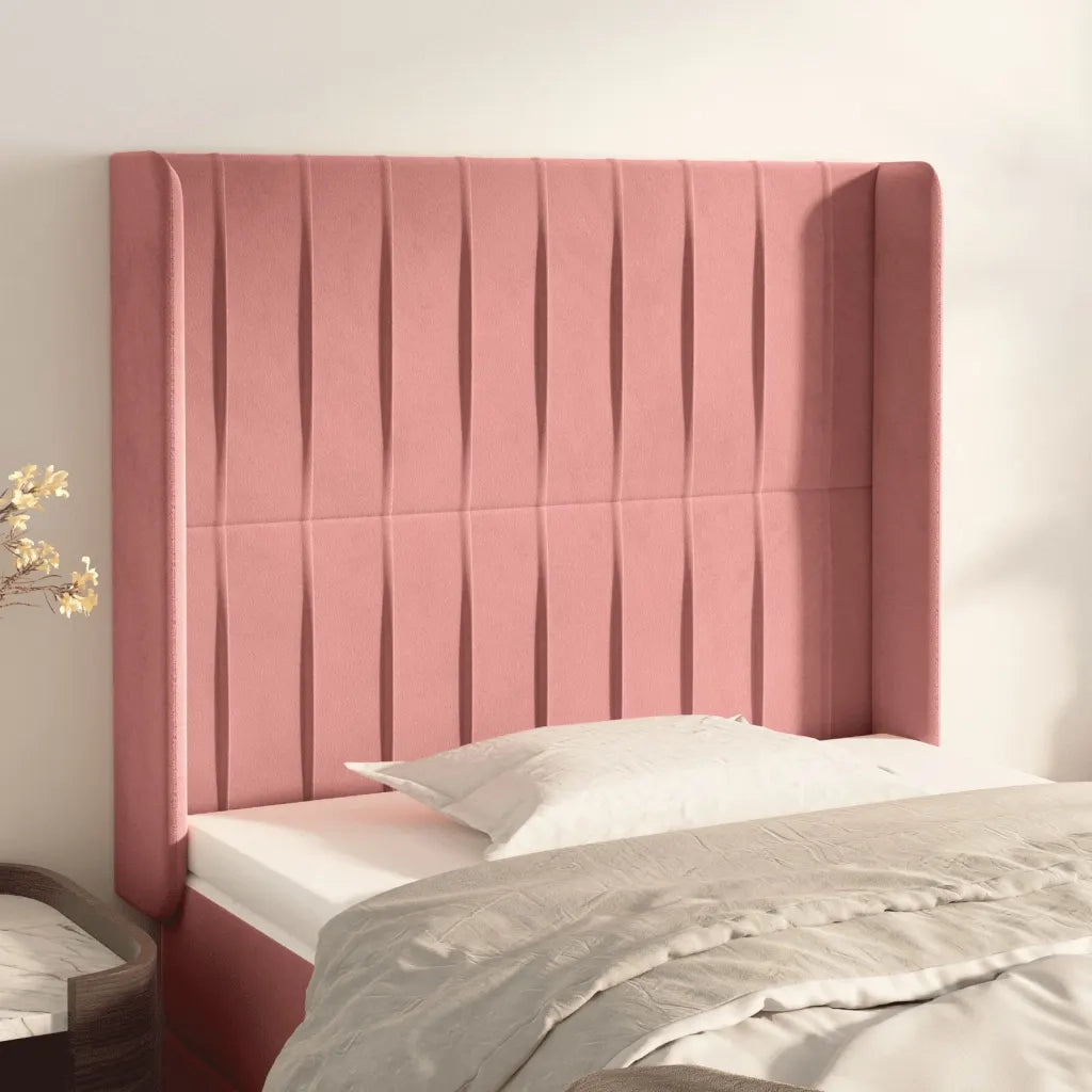 Testiera | Testata ad Orecchio Nera 83x16x118/128 cm in Velluto