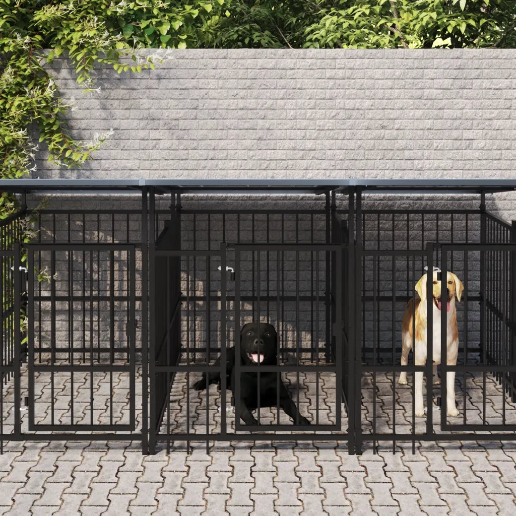 Gabbia per Cani da Esterno con Tetto in Acciaio 15,02 mÂ² cod mxl 44300