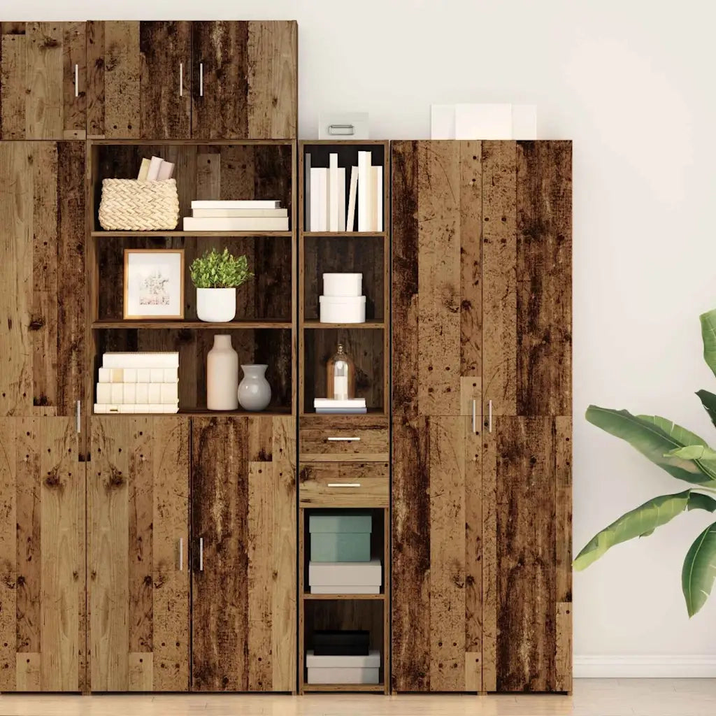Libreria con cassetto-Scaffale per Libri-Mobile di Stoccaggio Legno vecchio 30 x 42.4 x 185.2 cm
