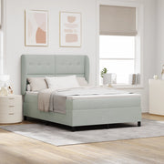 Letto Box Spring con Materasso - Grigio chiaro, 140x190 cm, Velluto