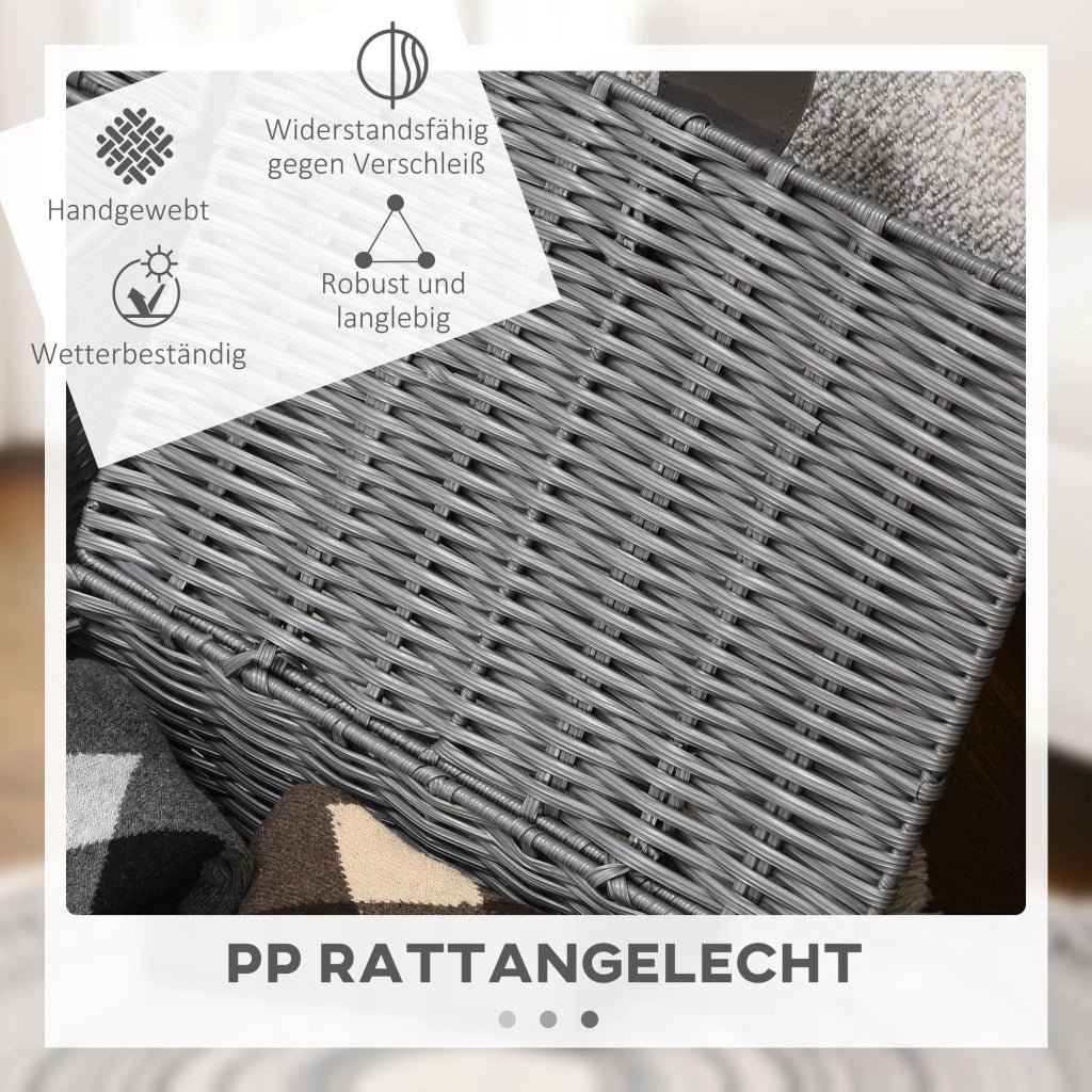 Cestino di stoccaggio in rattan PE ¨C zephmum ¨C grigio 35.5x28.5x18 cm
