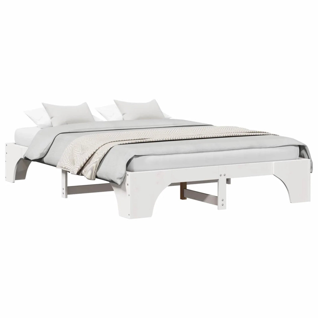 Struttura del letto Bianco 160 x 200 cm Pino massello 872939