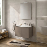Mobile bagno sospeso 80 cm tortora due ante e lavabo Tierra