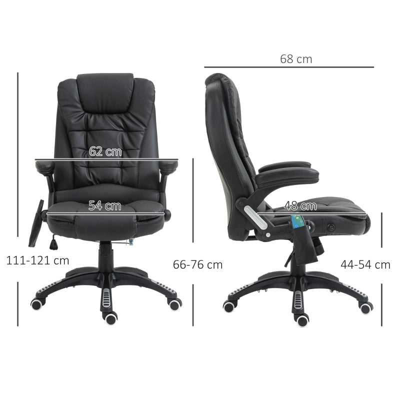 Sedia da ufficio ergonomica con massaggio e riscaldamento girevole a 360° in pelle rigenerata nera