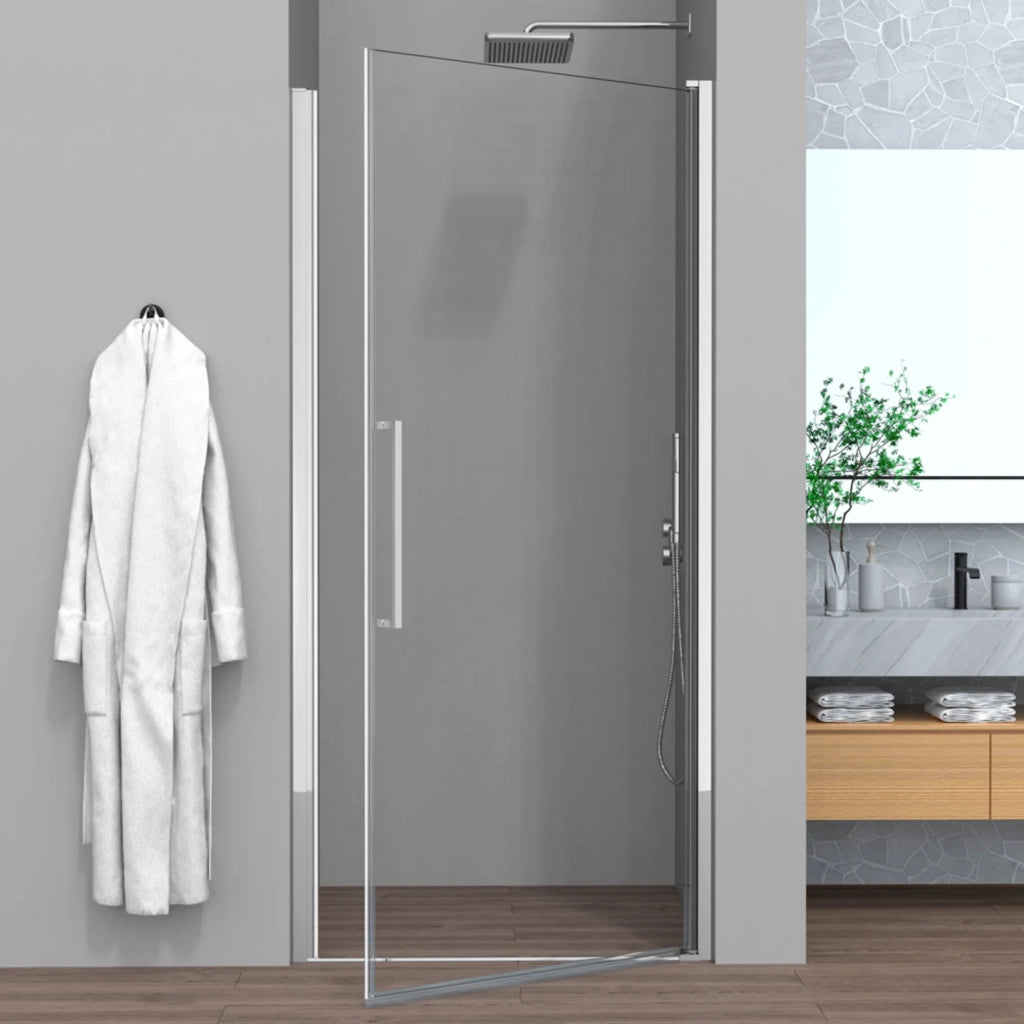 Porta doccia nicchia 80cm battente con profilo cromo Neos