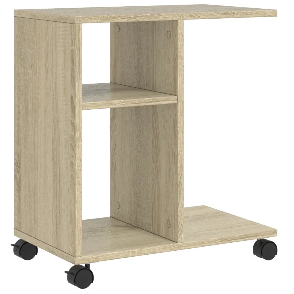 Tavolino con Ruote Rovere Sonoma 50x30x55 cm Legno Multistrato 840571