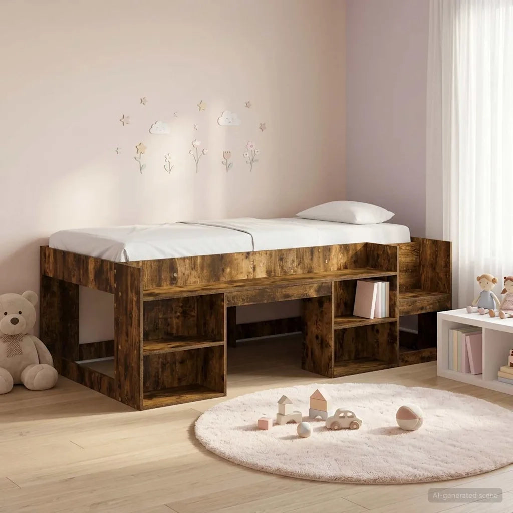 Telaio del letto con storage Rovere Fumo 98.5 x 200 cm