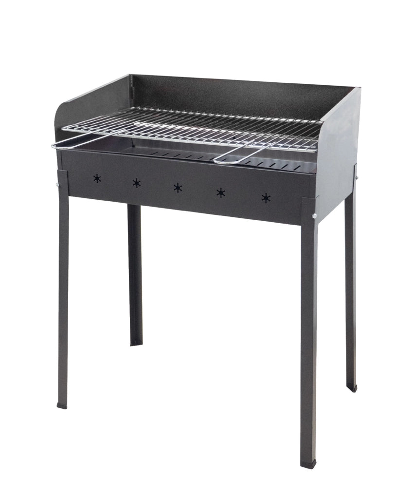 Barbecue a Carbone Stella-eco 60x40x90 cm Griglia Regolabile a 2 Altezze in Acciaio Nero