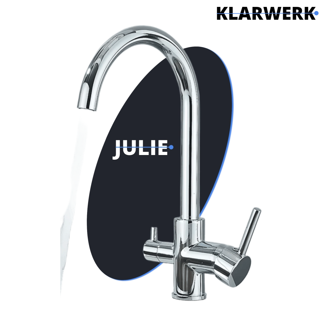JULIE | Rubinetto per acqua potabile a 3 vie cromato|per osmosi in acciaio inossidabile da cucina|miscelatore: ruotabile a 360° | Filtra 3 connessioni