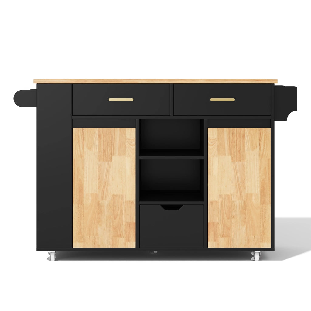 Mobile contenitore da cucina con 3 cassetti; ripiani e piano ribaltabile - nero naturale