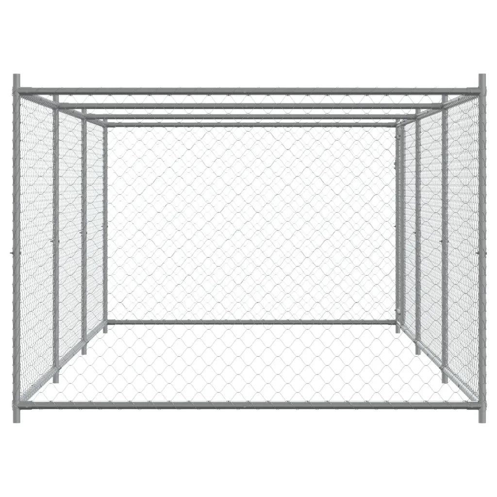 Gabbia per Cani con Porta Grigia 6x2x1,5 m in Acciaio Zincato 3209579
