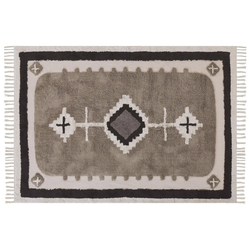 Tappeto Beige Cotone fatto a mano stile Tradizionale 160 x 230 cm