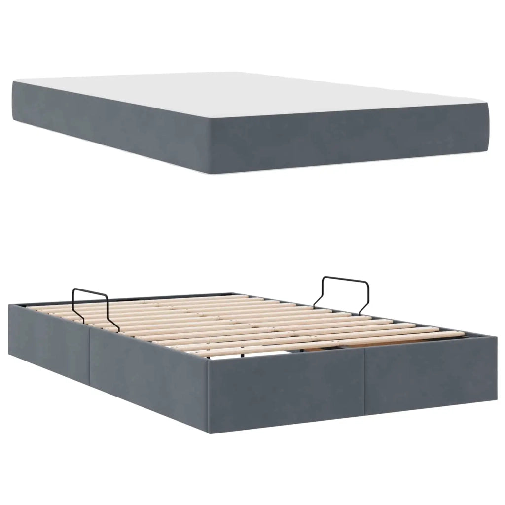 Letto con contenitore e materasso Grigio scuro 120 x 190 cm 3399707
