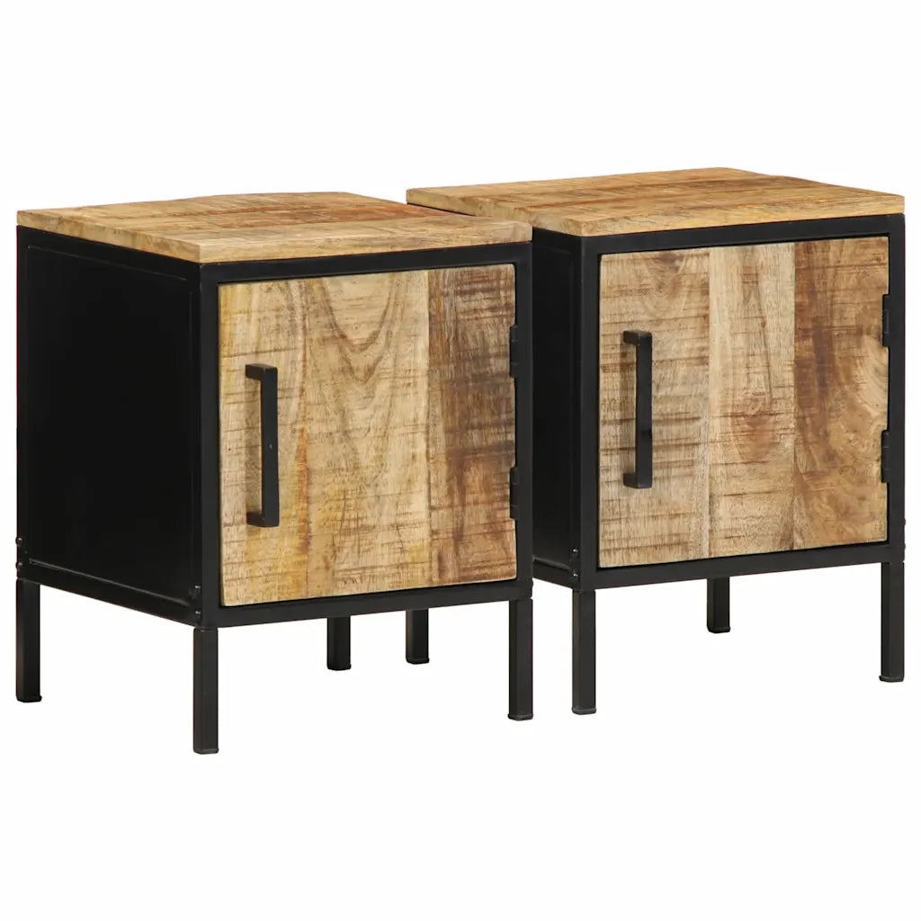Set di 2 Comodini | Armadio da Notte | Mobiletto da notte Marrone e Nero 30 x 30 x 40 cm