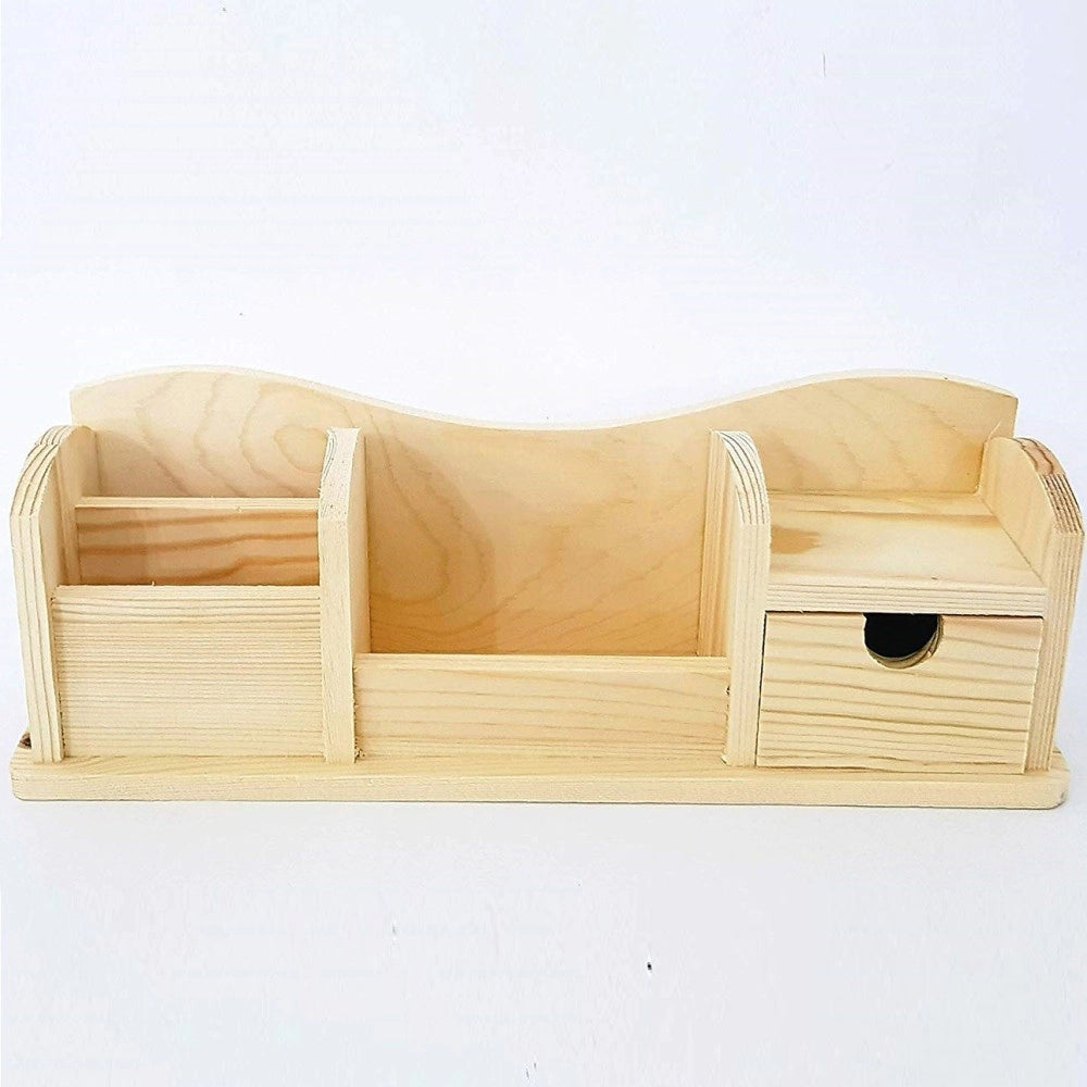 Trade Shop - Portapenne 5 Spazi Cassetto Legno  63813 Organizzatore 28x8x7cm Portaoggetti -