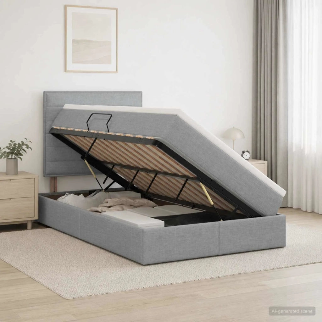 Letto con contenitore LED e materasso Grigio Chiaro 3459867