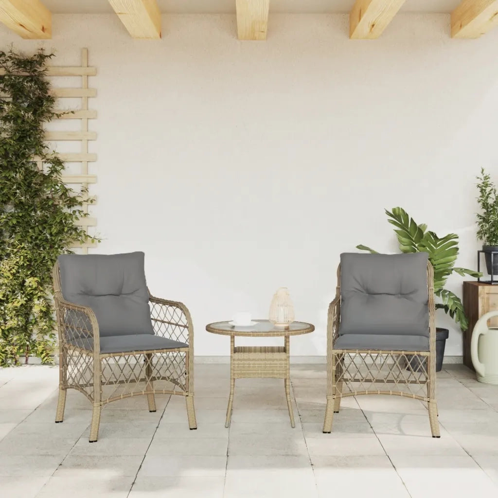 Sedie da Giardino con Cuscini 2 pz | Sedie da Esterno Beige Misto in Polyrattan